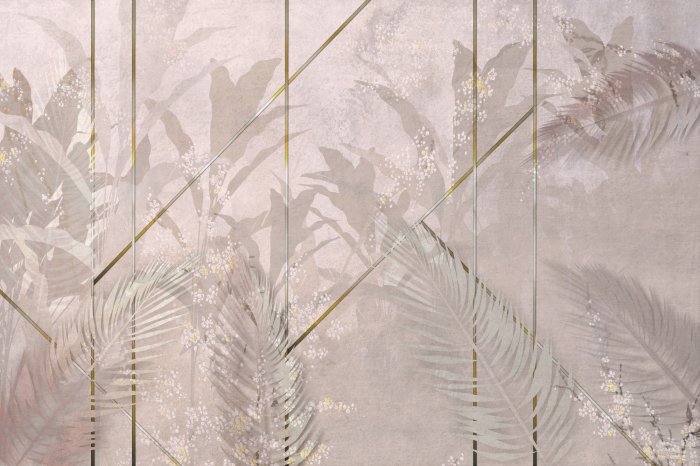 Fototapete Palmen mit goldenen Zierlinien