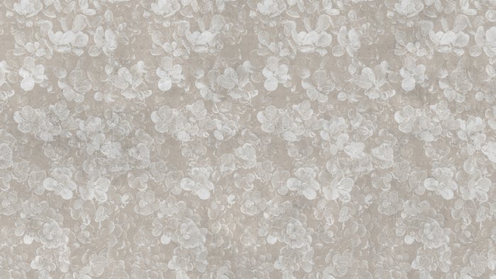 Fototapete Weiße Pflanzen auf beigem Hintergrund, minimalistisches Muster