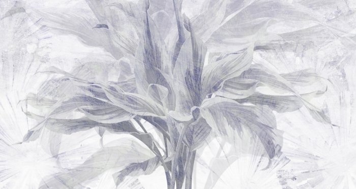 Fototapete Tropische Pflanzenblätter auf strukturiertem Betonhintergrund