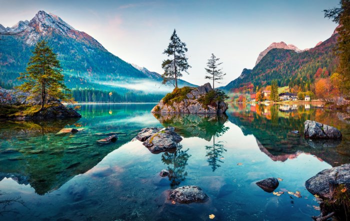 Fototapete Bergsee Herbstlandschaft