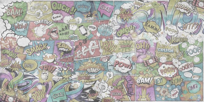 Fototapete Comic-Musterhintergrund mit Sprechblasen und Inschriften