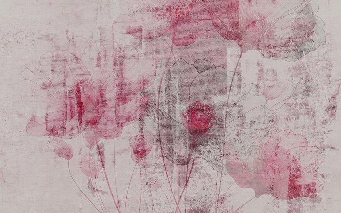 Fototapete Rosa Blüten auf einem strukturierten Hintergrund