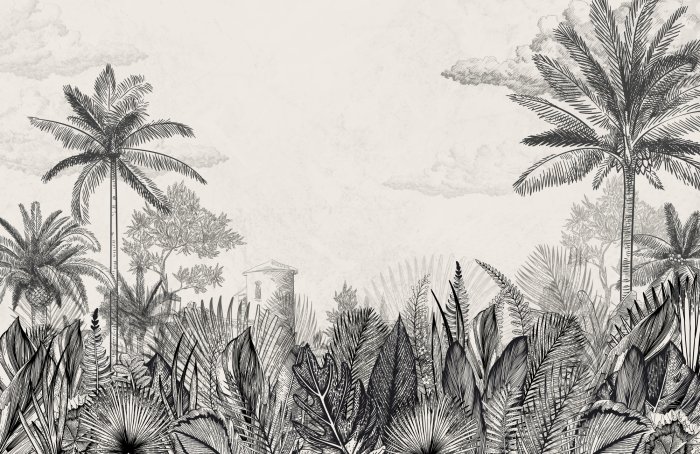 Fototapete Monochrome Landschaft Natur hinterlässt Flecken