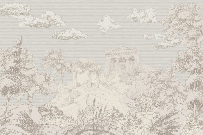 Fototapete Landschaft mit Ruinen im Garten