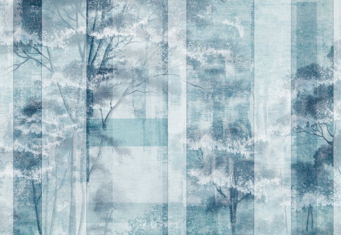 Fototapete Wald abstrakte Landschaft in blauen Farben