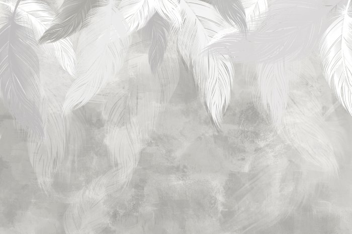 Fototapete Helle Federn im Stil der Malerei auf Beton