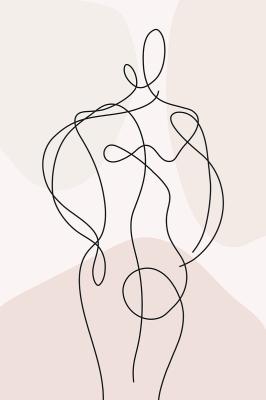 Poster Minimalistische weibliche Silhouette im Line-Art-Stil