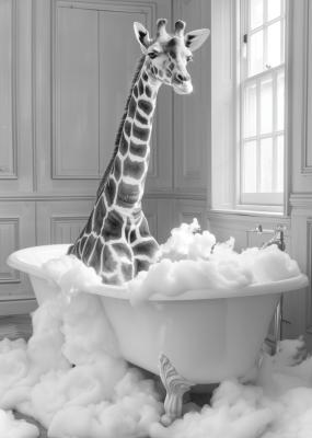 Poster Giraffe in der Badewanne voller Schaum