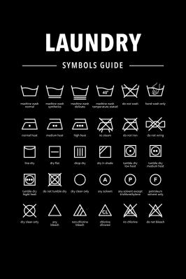 Poster Symbole der Waschanleitung auf schwarzem Hintergrund
