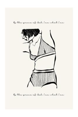 Poster Weibliche Silhouette und Zitat im minimalistischen Stil