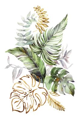 Poster Tropische Blätter im Aquarellstil