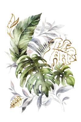 Poster Aquarell tropische Blätter auf weißem Hintergrund