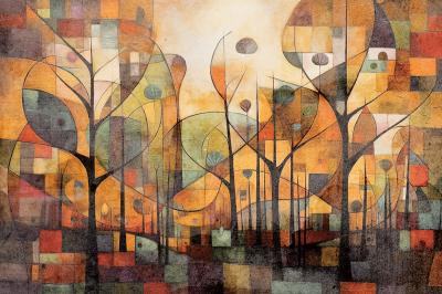 Bild Bunter Wald abstrakte Komposition im Klimt Stil