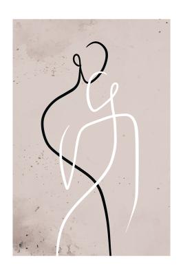 Poster Minimalistische Menschensilhouetten im Line Art Stil