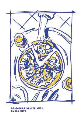 Poster Moderne Illustration mit Pizza