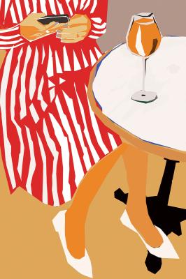 Poster Frau mit Cocktail moderne Illustration