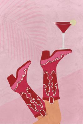 Poster Rosa Illustration Martini Cocktail in Texas