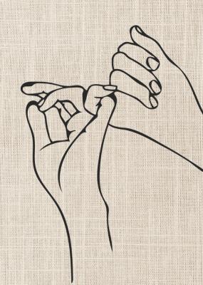 Poster Minimalistische Handzeichnung im Line Art Stil auf Stoffhintergrund