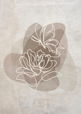 Bild Schmetterling und Blume im Line Art Stil