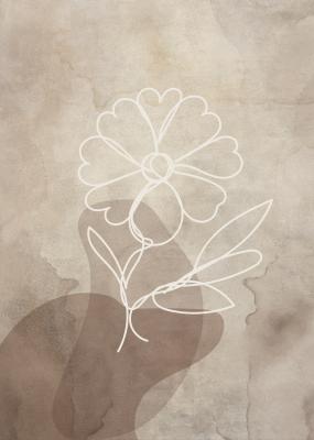 Bild Blume im Line Art Stil auf Aquarellhintergrund