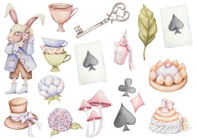 Sticker Märchenhafte Komposition aus dem Wunderland