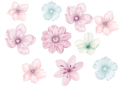 Sticker Pastellblumen im Aquarellstil