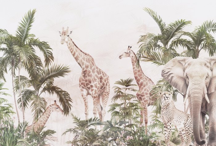 Fototapete Safari mit exotischen Tieren