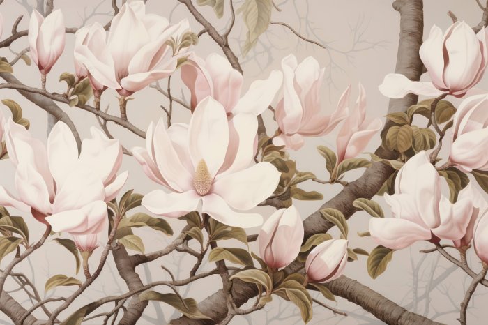 Fototapete Eine bildliche Komposition von Magnolienblüten