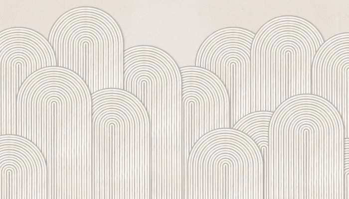 Fototapete Geometrische Bögen Muster auf beigefarbenem Betongrund