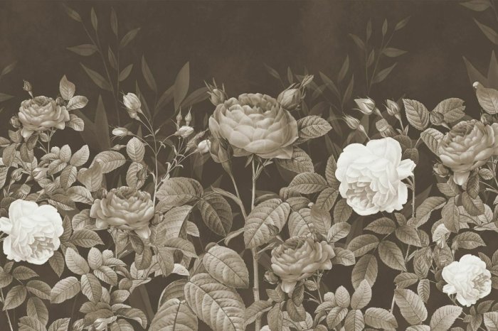Fototapete Blumenmuster mit Rosen im Vintage-Stil