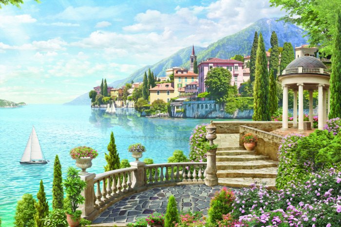 Fototapete Malerische Landschaft mit Bergblick