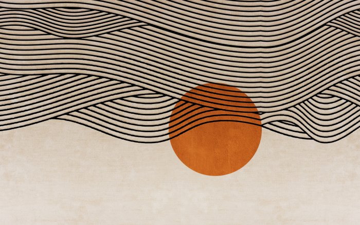 Fototapete Abstrakte Landschaft mit Sonnenuntergang