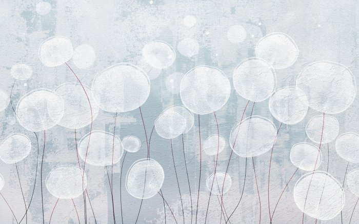 Fototapete Abstrakte Löwenzahn auf blauem Hintergrund