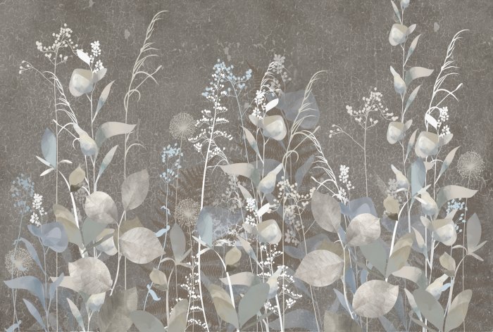 Fototapete Wildpflanzen und Blumen auf Braunem Hintergrund