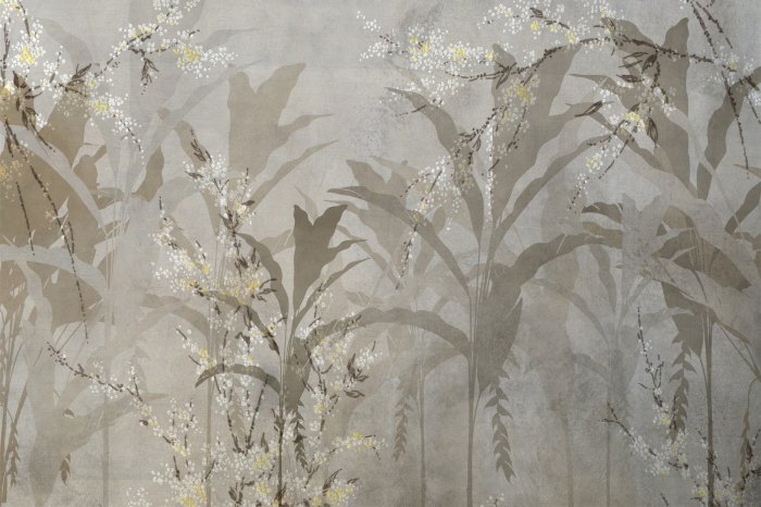 Fototapete Beigefarbene Pflanzen auf Grauem Betonhintergrund