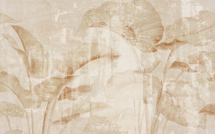 Fototapete Beigefarbene Blätter auf Texturiertem Hintergrund