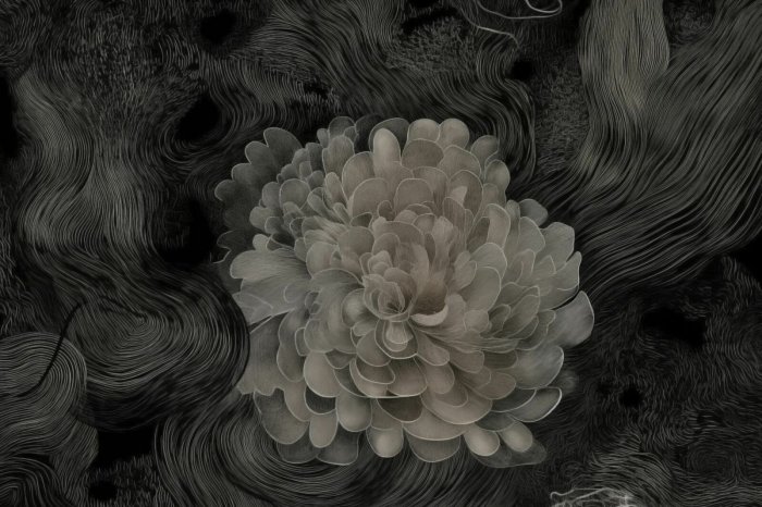 Fototapete Monochrome Blumenabstraktion im modernen Stil