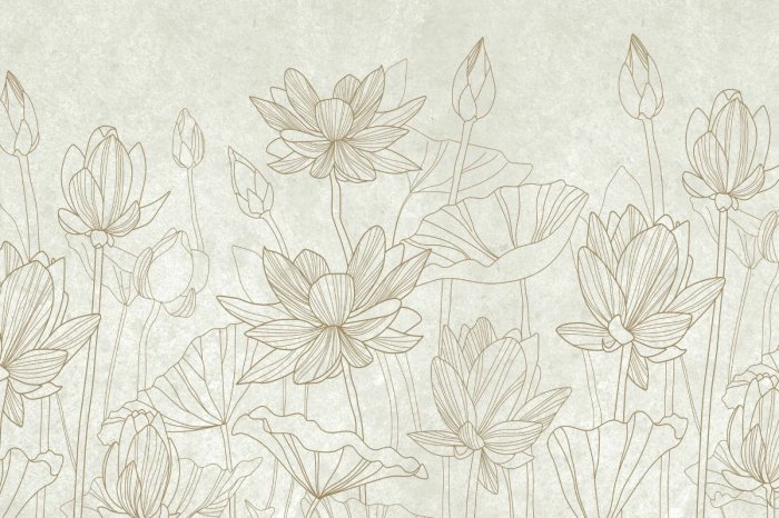 Fototapete Seerosen auf beigem Betonhintergrund