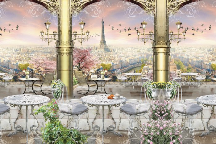 Fototapete Historische Terrasse mit Blick auf Paris﻿