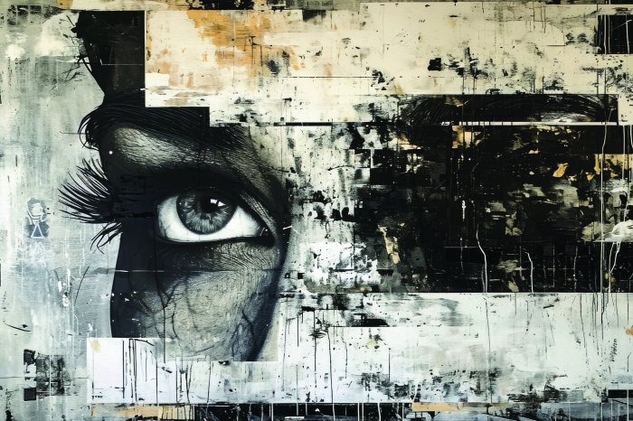Fototapete Künstlerisches Wandbild mit dem Gesicht einer Frau