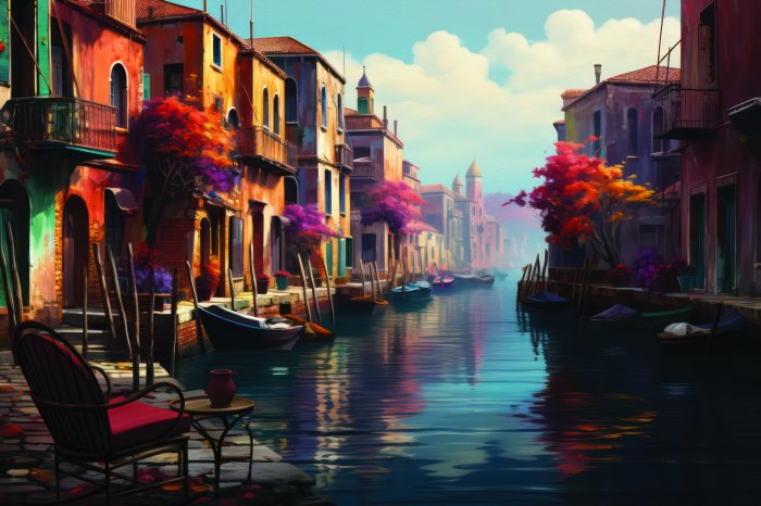 Fototapete Malerische Landschaft der Stadt Venedig