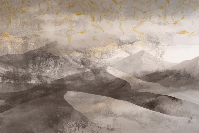 Fototapete Sandige Berge mit goldener Verzierung