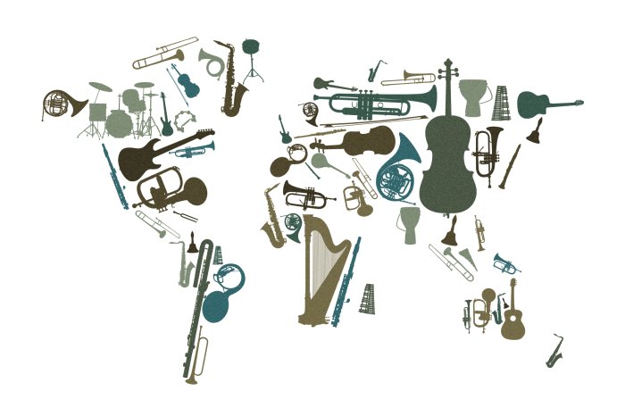 Fototapete Nachahmung einer Karte aus Musikinstrumenten