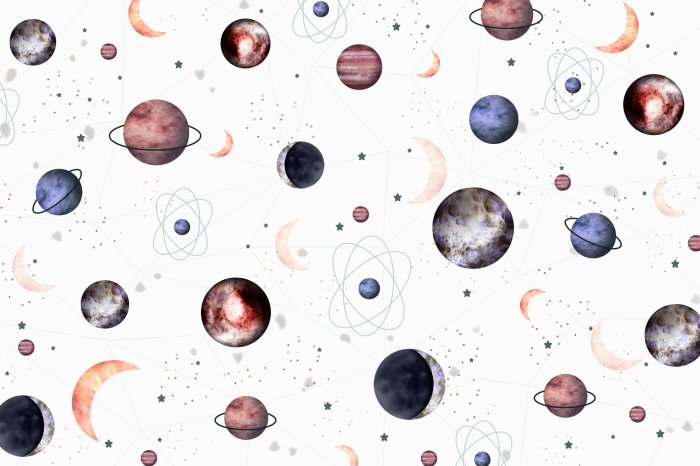 Fototapete Planeten mit Monden und Sternen