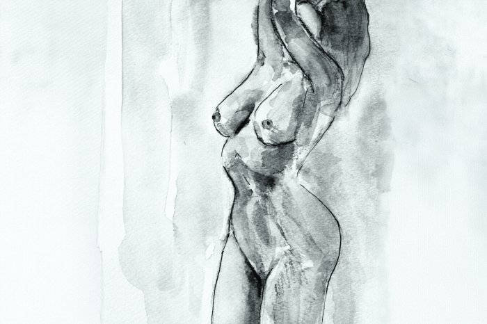 Fototapete Gemalte Zeichnung mit weiblichen Formen