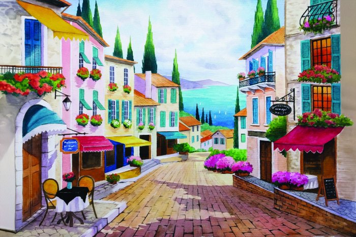 Fototapete Malerisches Dorf am Meer