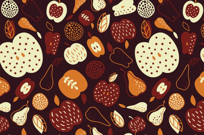 Fototapete Äpfel und Birnen mit Kürbissen