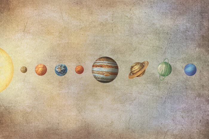 Fototapete Sonnensystem auf beigem Hintergrund