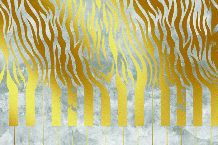 Fototapete Klaviaturtasten mit goldener Zebra-Imitation