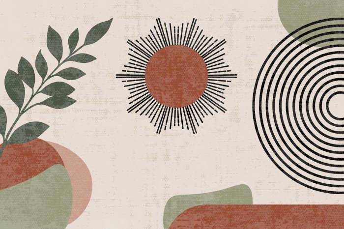 Fototapete Abstrakte Sonne mit Vegetation